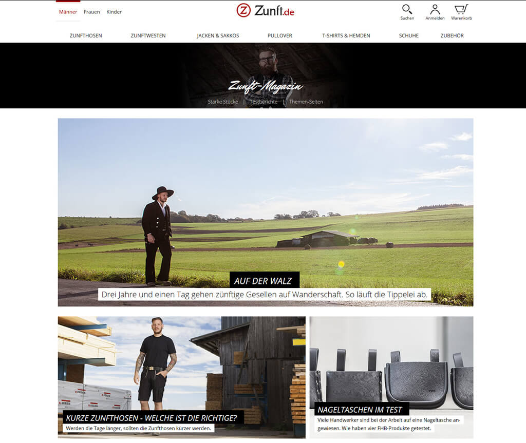 Content-Marketing bei zunft.de