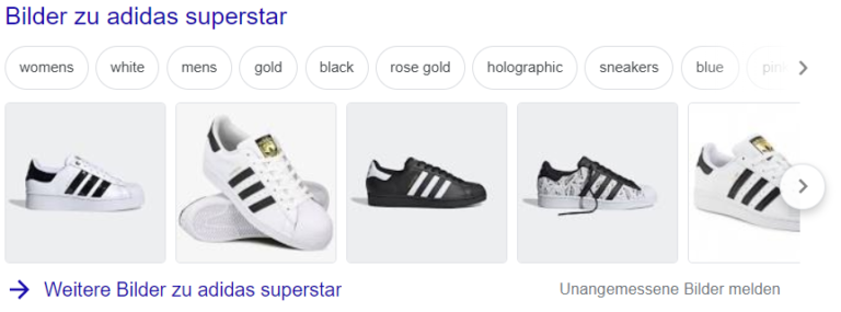 Google Bilder-OneBoxen mit Filterbuttons