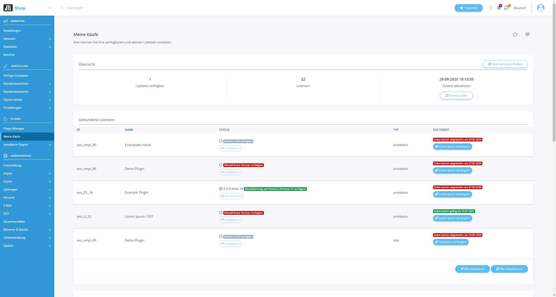 Plugin Manager Im JTL-Shop 5 Backend