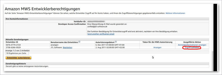 Amazon Marketplace Webservice Entwicklerberechtigung Blog