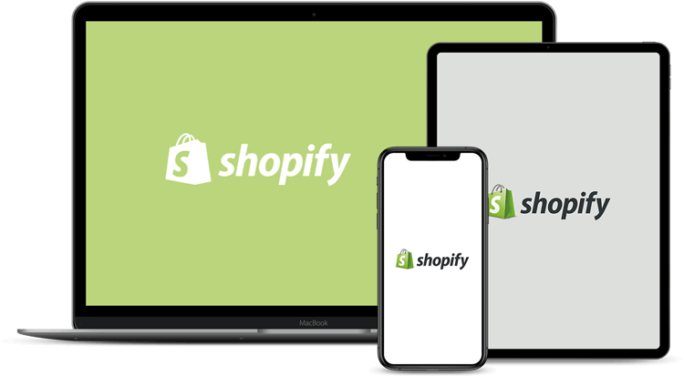 Shopify auf Laptop, Smartphone und Tablet