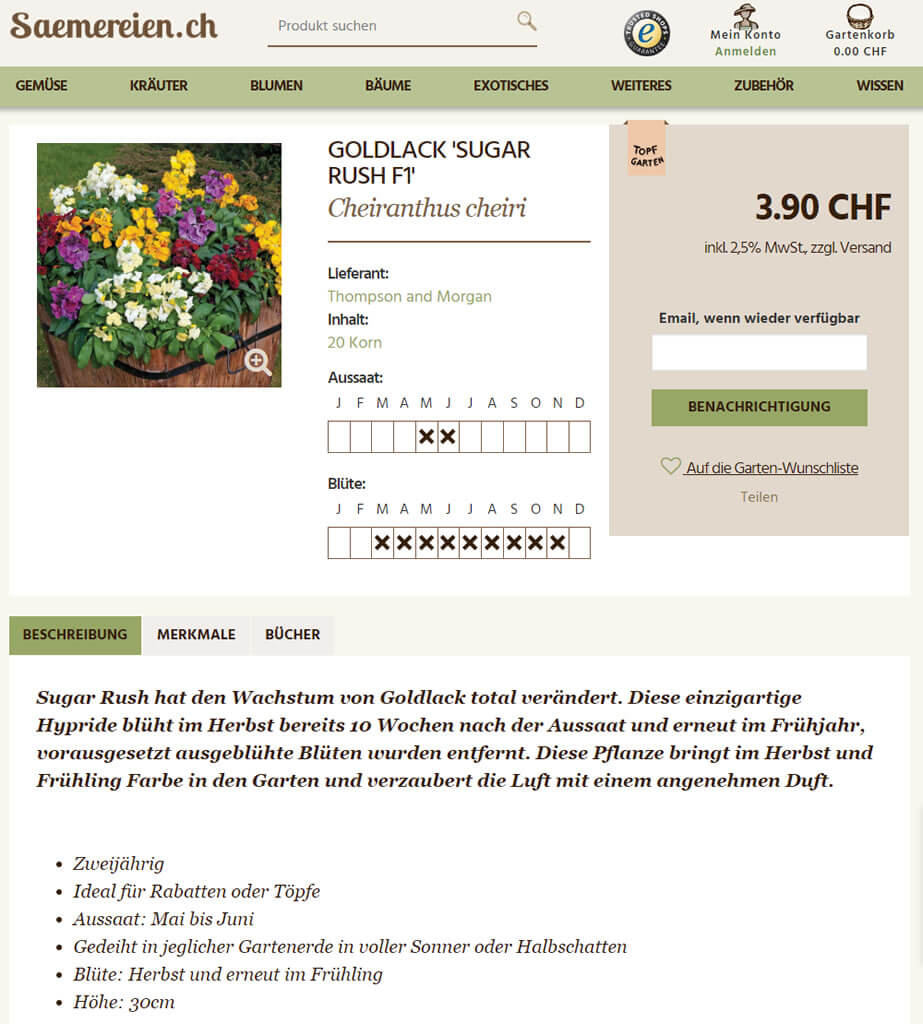 Shop-Produktansicht Saemereien