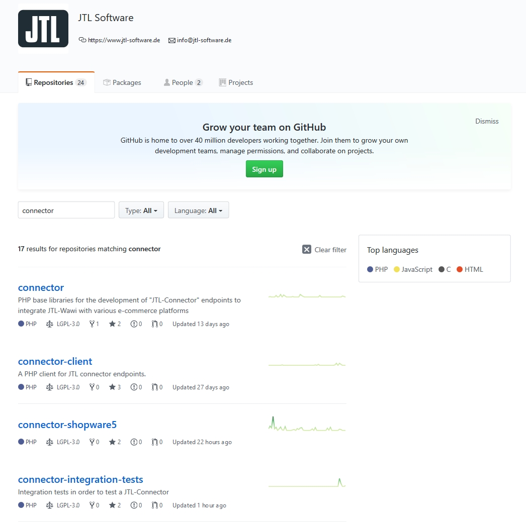 JTL-Connector Plattform auf GitHub