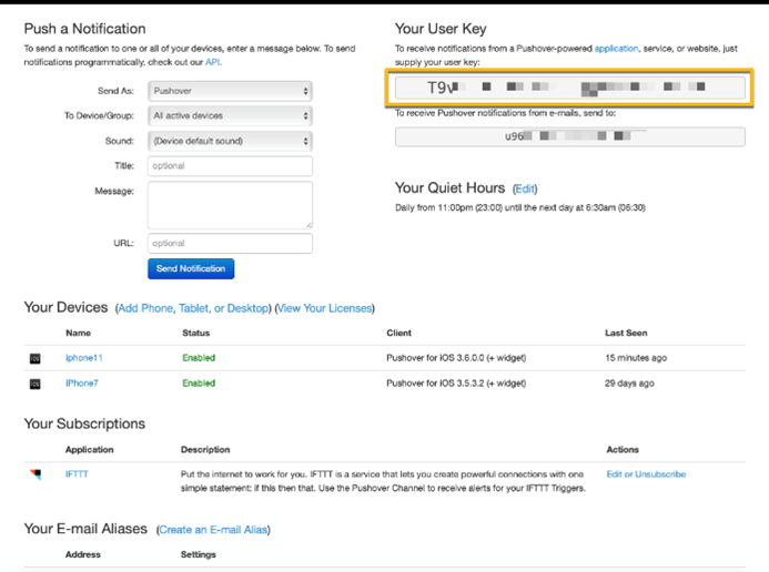 User Token von Pushover in JTL-Wawi
