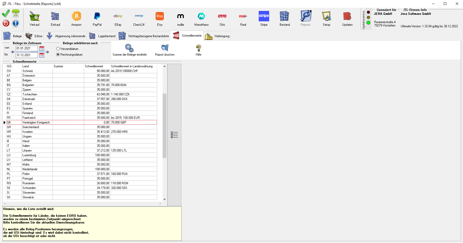 JTL FIBU Schnittstelle Screenshot