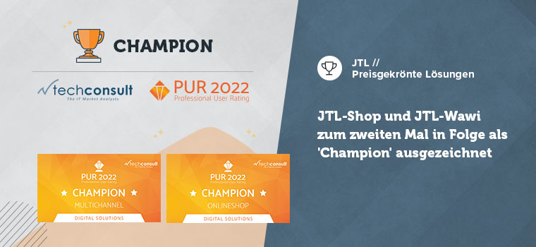 JTL erhält erneut zweifache Champion-Platzierung für „Onlineshop“ und „Multichannel-Lösungen“