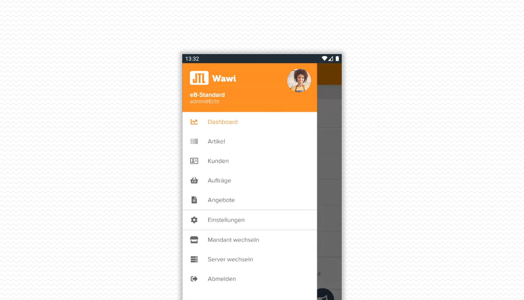 JTL-Wawi App: Burgermenü