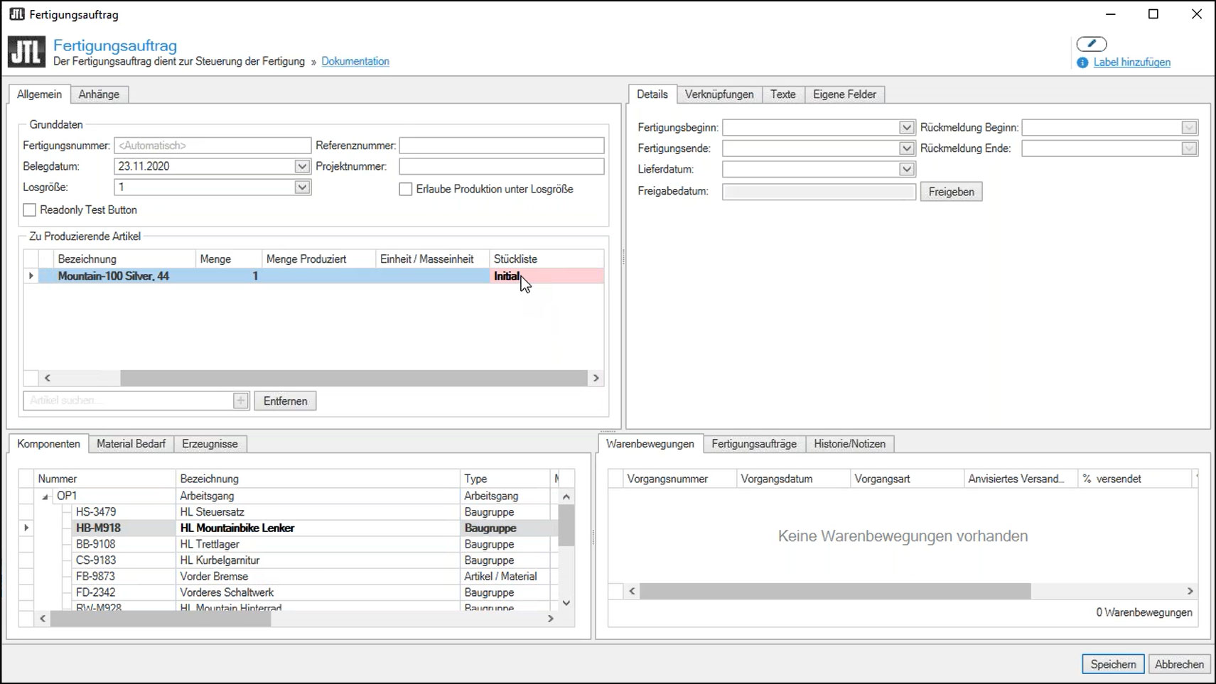 JTL-Plan&Produce: Fertigungsauftrag in JTL-Wawi