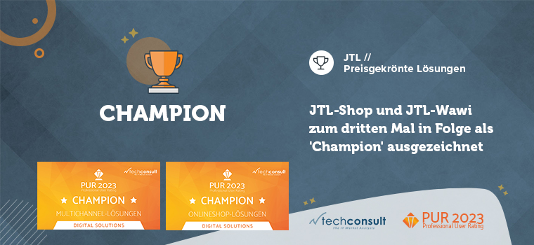 Anwenderstudie „PUR Digital Solutions 2023“: E-Commerce-Software von JTL erneut mit Top-Platzierungen