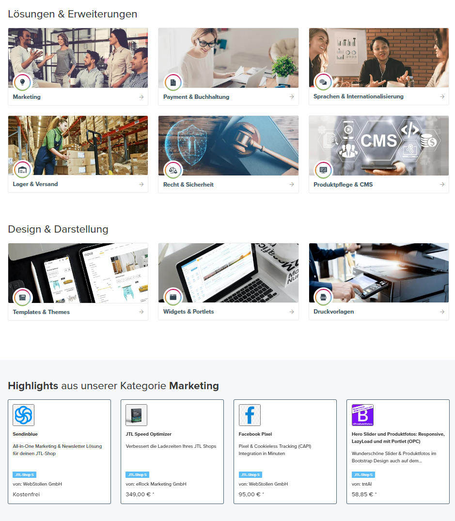 JTL-Extension Store Startseite