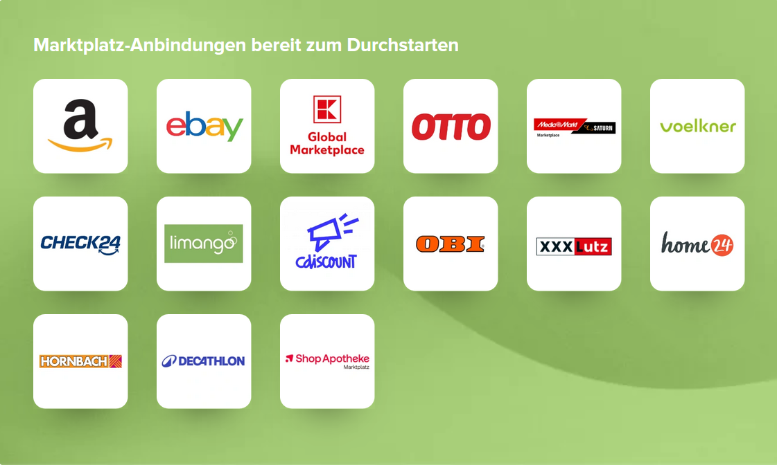 Grafik mit Logos von Marktplatzanbindungen JTL-eazyAuction