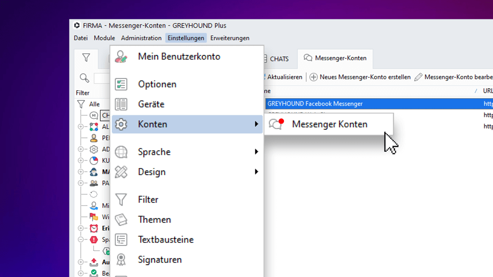 Wichtige Info für Messenger-Nutzer: Chat-Konten nach Update auf GREYHOUND 5.5 neu einrichten