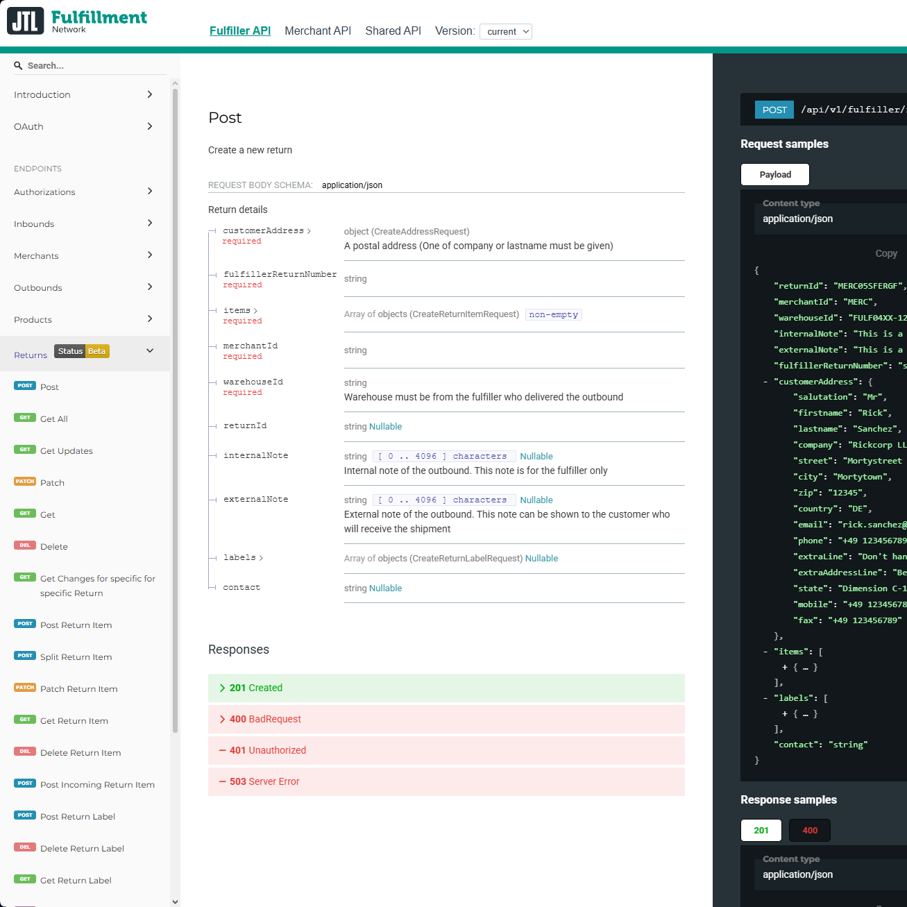 JTL-Fulfillment Network REST-API