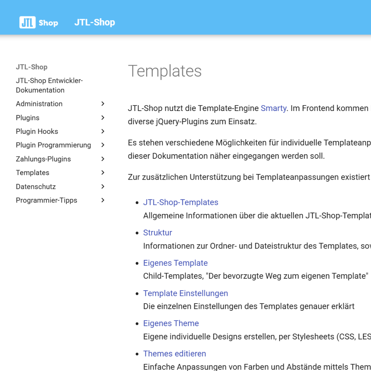 JTL-Shop Template-Dokumentation